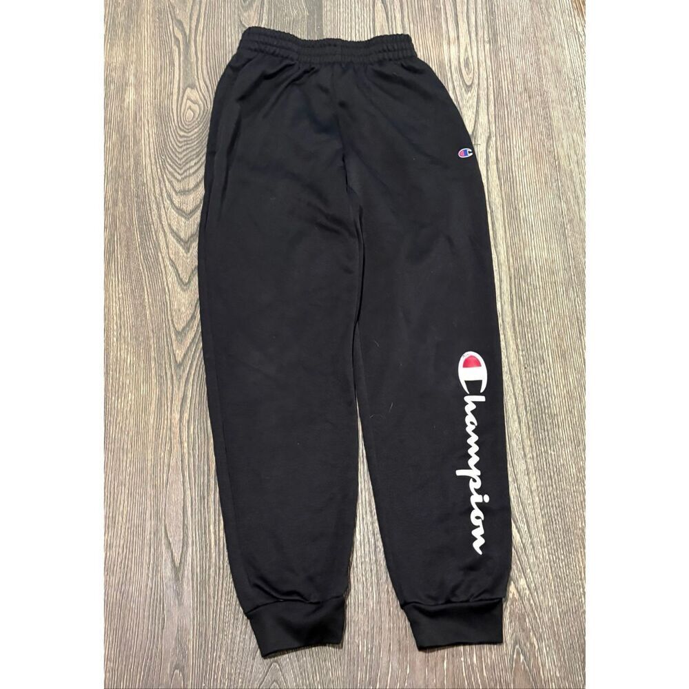 Champion Youth Boys Jogger Pants Elastic Waist Logo Print Pull-On Black 10-12